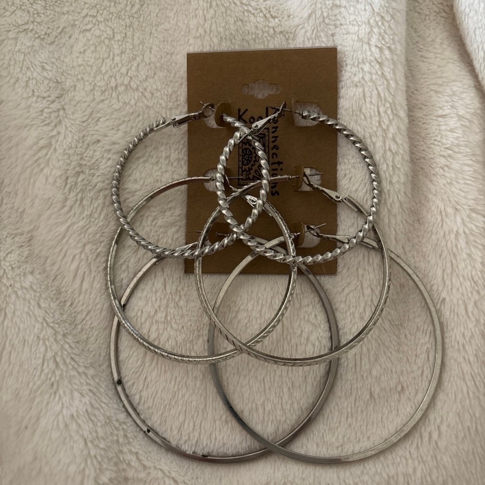 Silver Hoop Earrings Trio